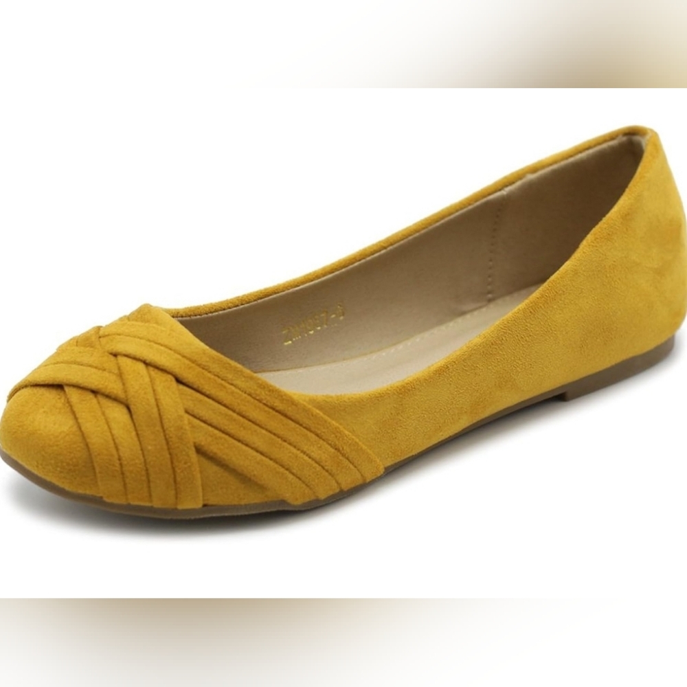 Ollio Womens Ballet Shoes Cute Casual Comforts Flats 1ZM1987 (6 US, Mustard)
